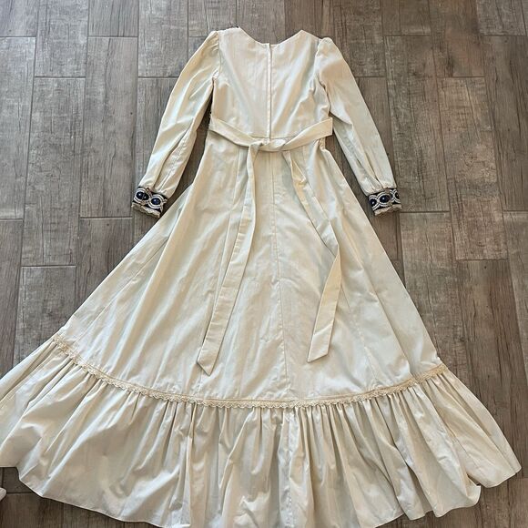 70s vintage Gunne Sax Jessica Romantic Prairie Style Maxi Blue Braid Dress 32/28 - Picture 7 of 12